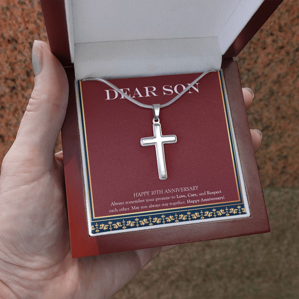 May You Always Stay stainless steel cross luxury led box hand holding