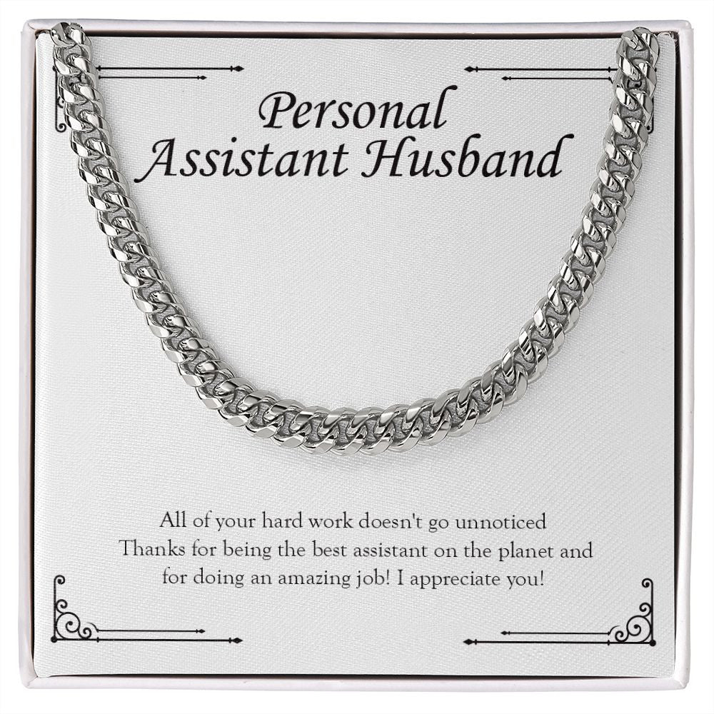Work Doesn't Go Unnoticed cuban link chain silver front