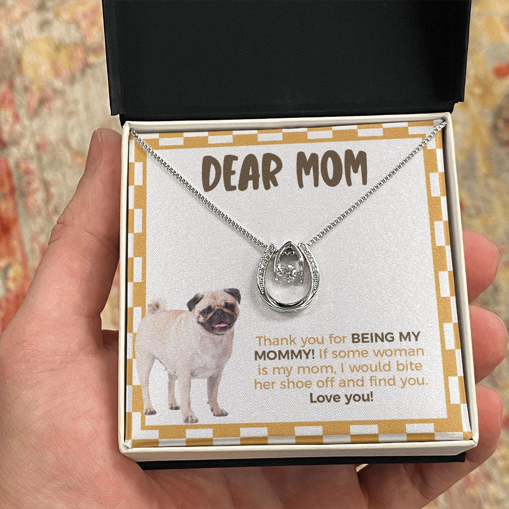 Being my Mommy horseshoe necklace in hand