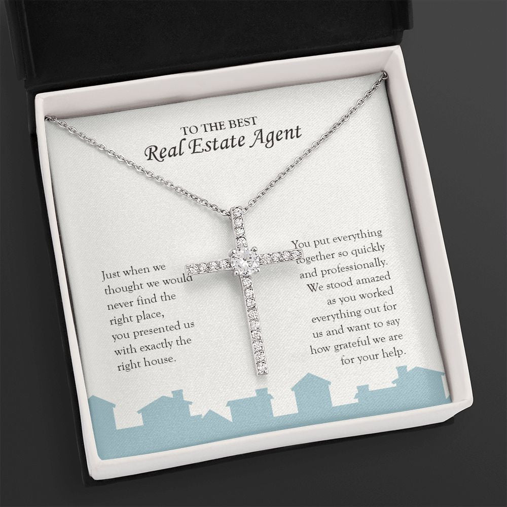 Presented the Right House cz cross necklace close up