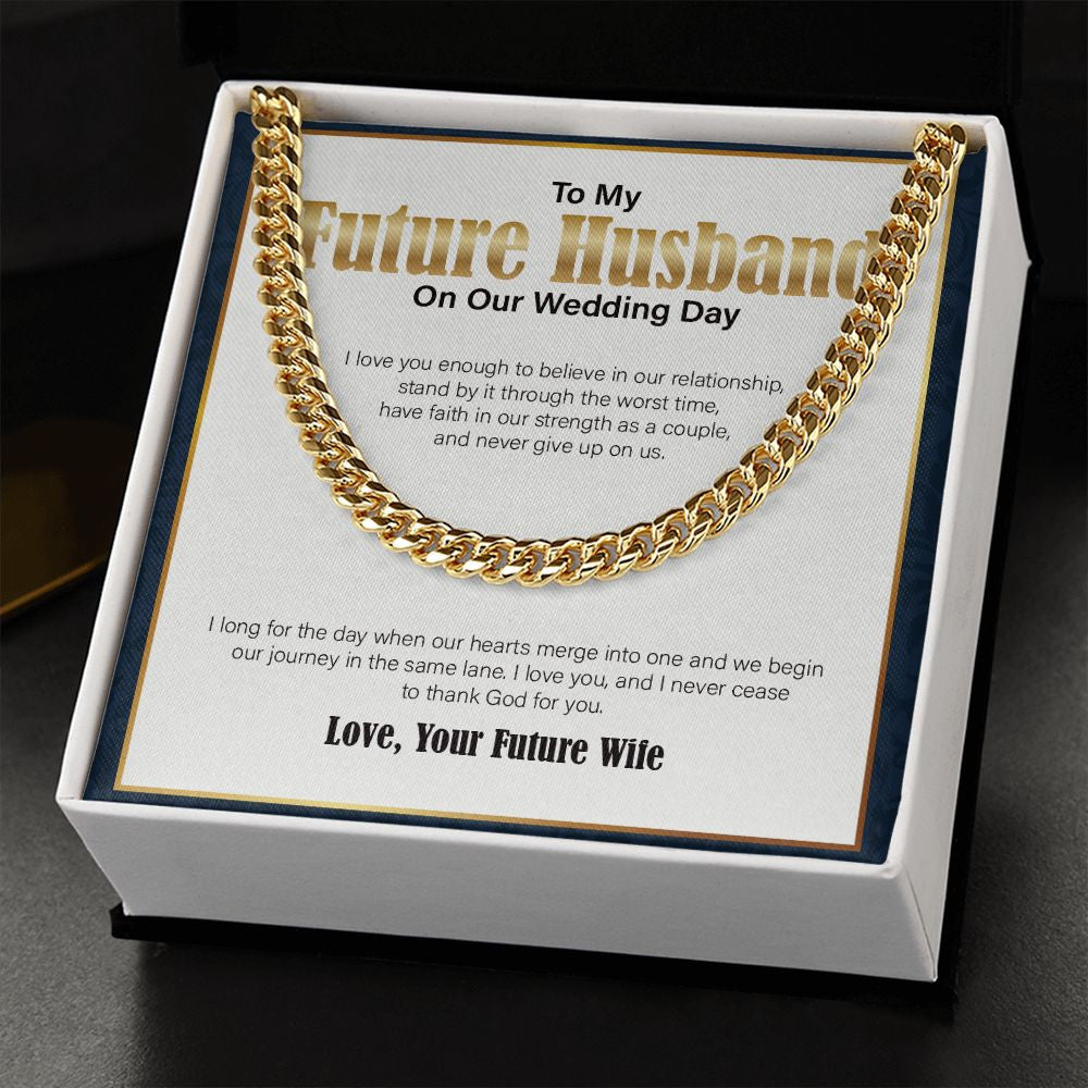 I Love You Enough cuban link chain gold standard box
