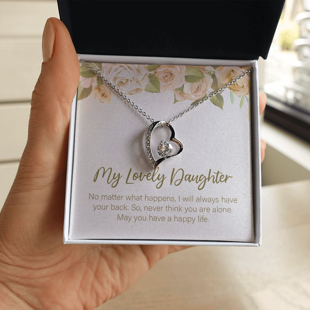 Always Have Your Back forever love silver necklace in hand