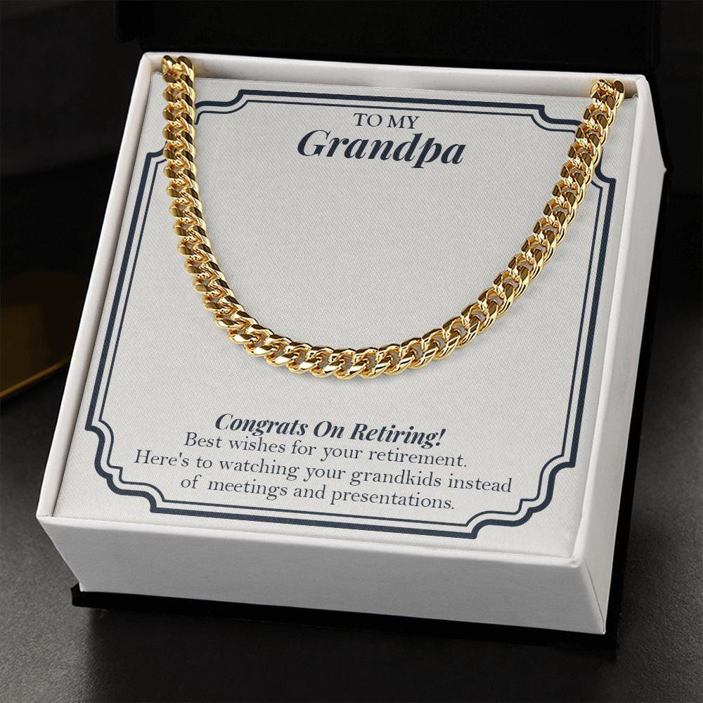 Instead Of Meetings And Presentations cuban link chain gold standard box