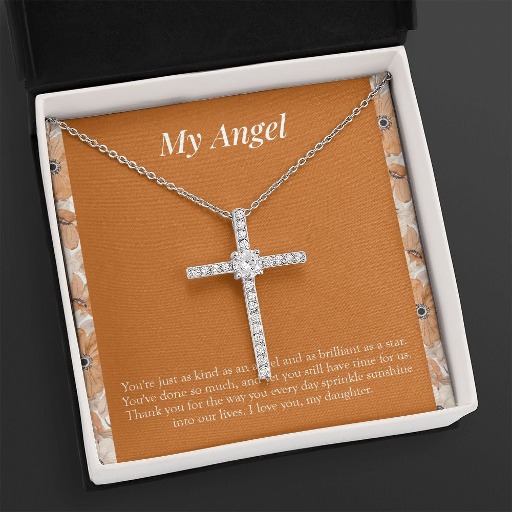 You Sprinkle Sunshine cz cross necklace close up