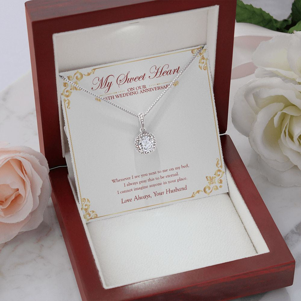 I Always Pray eternal hope necklace premium led mahogany wood box