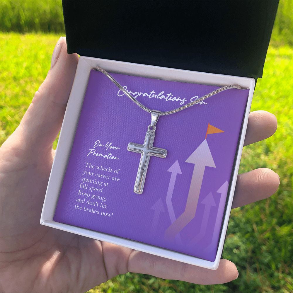 Spinning At Full Speed stainless steel cross standard box on hand