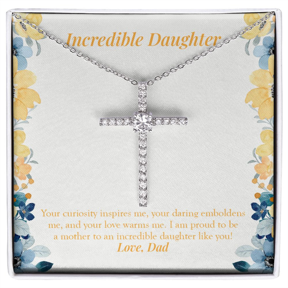 Your Love Warms Me cz cross necklace front