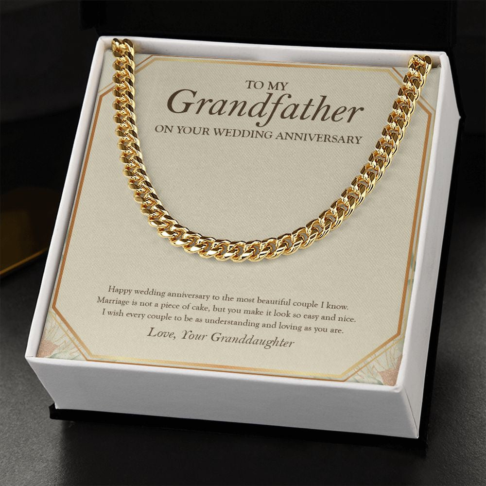 To The Most Beautiful Couple cuban link chain gold standard box