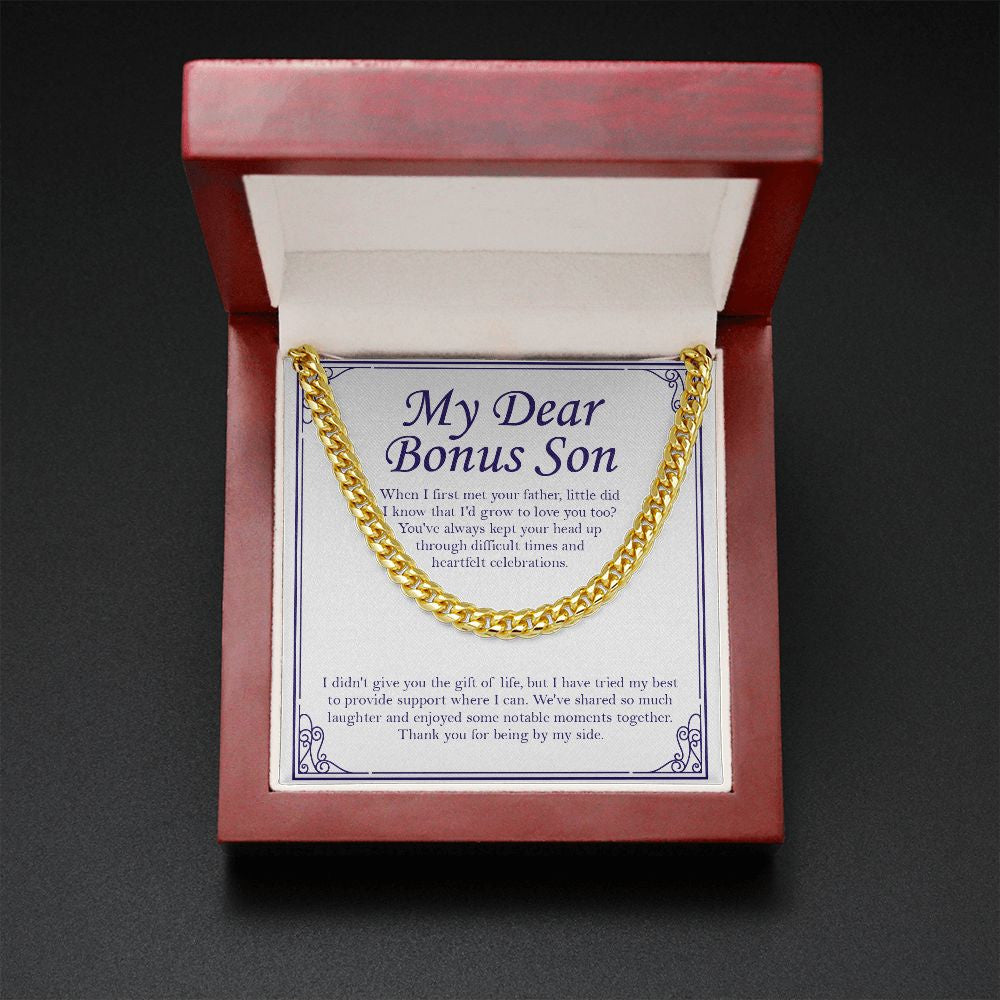 Heartfelt Celebrations cuban link chain gold mahogany box led