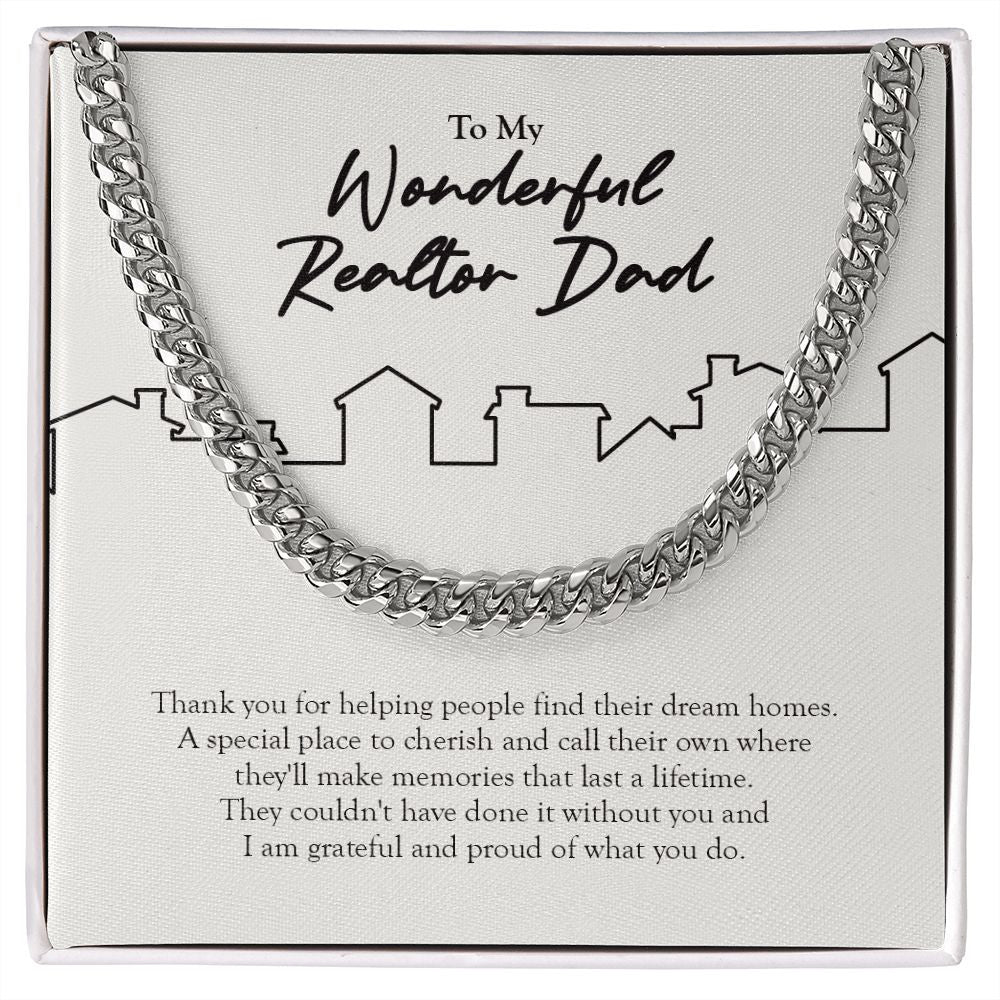 Find Their Dream Home cuban link chain silver front