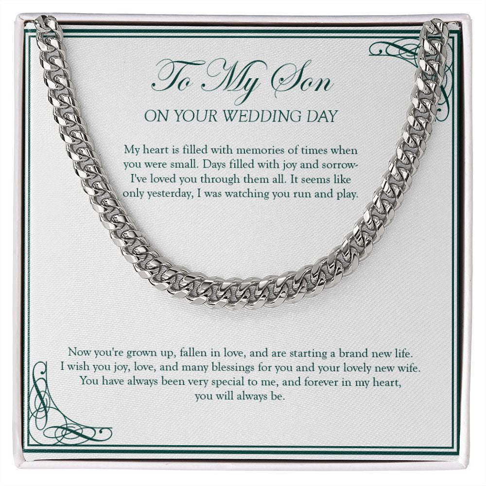 Forever In My Heart cuban link chain silver front