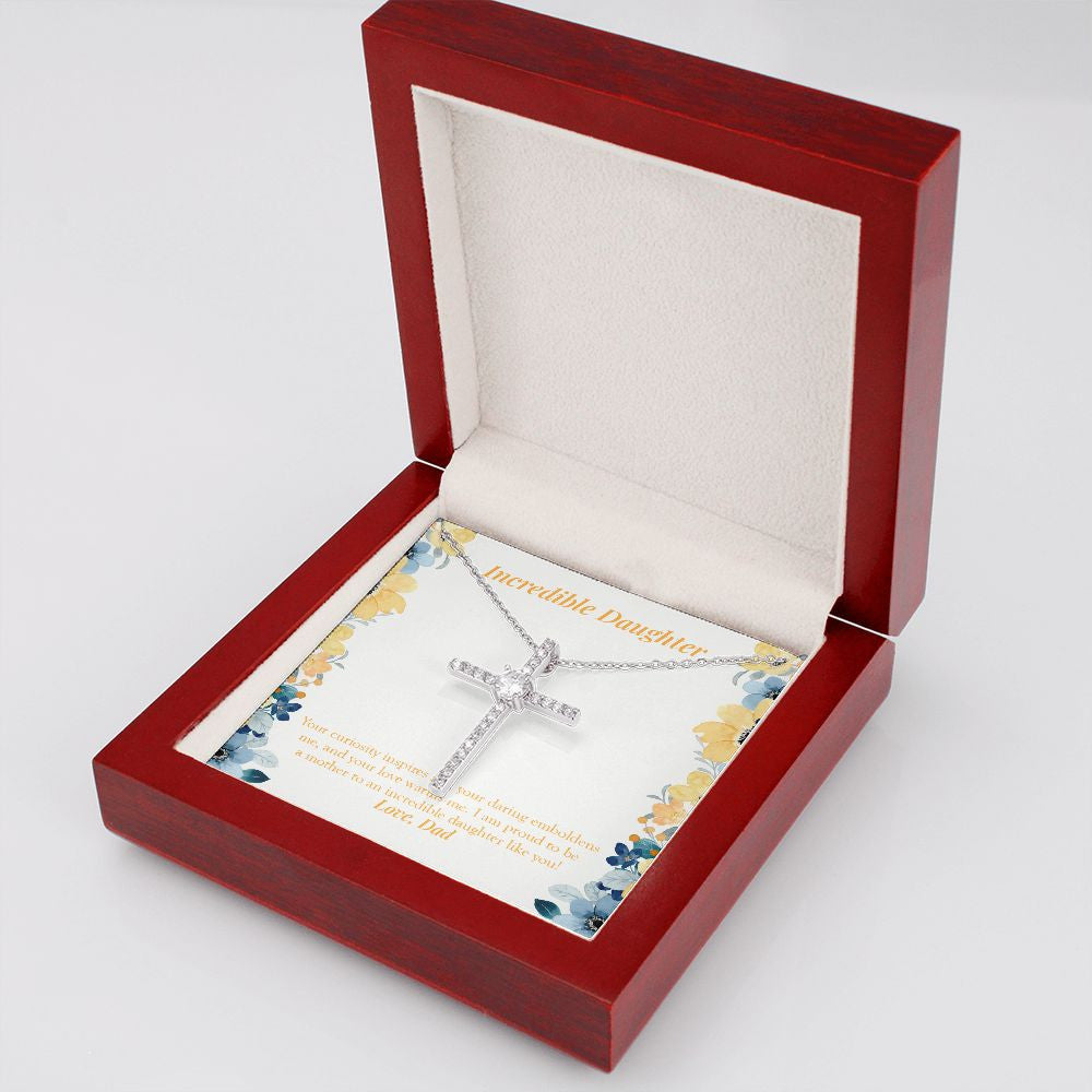 Your Love Warms Me cz cross necklace luxury led box side view