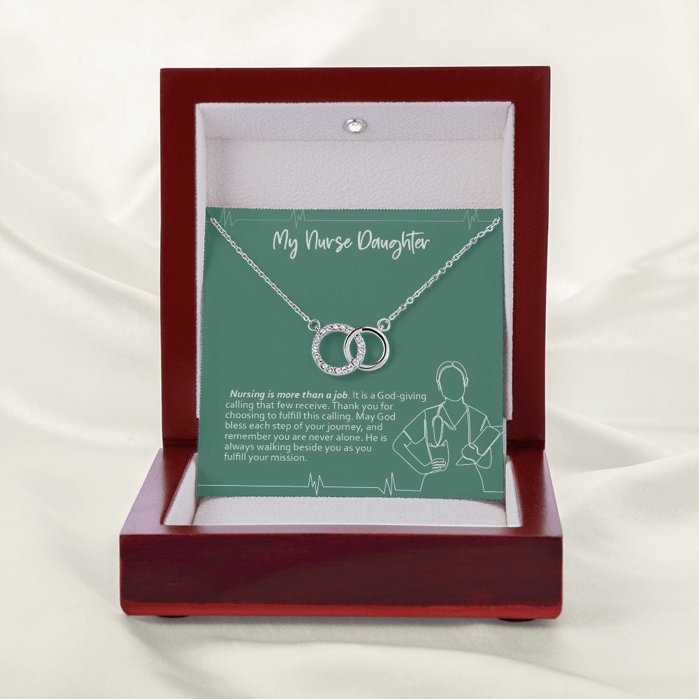 God-giving Calling double circle necklace premium led mahogany wood box