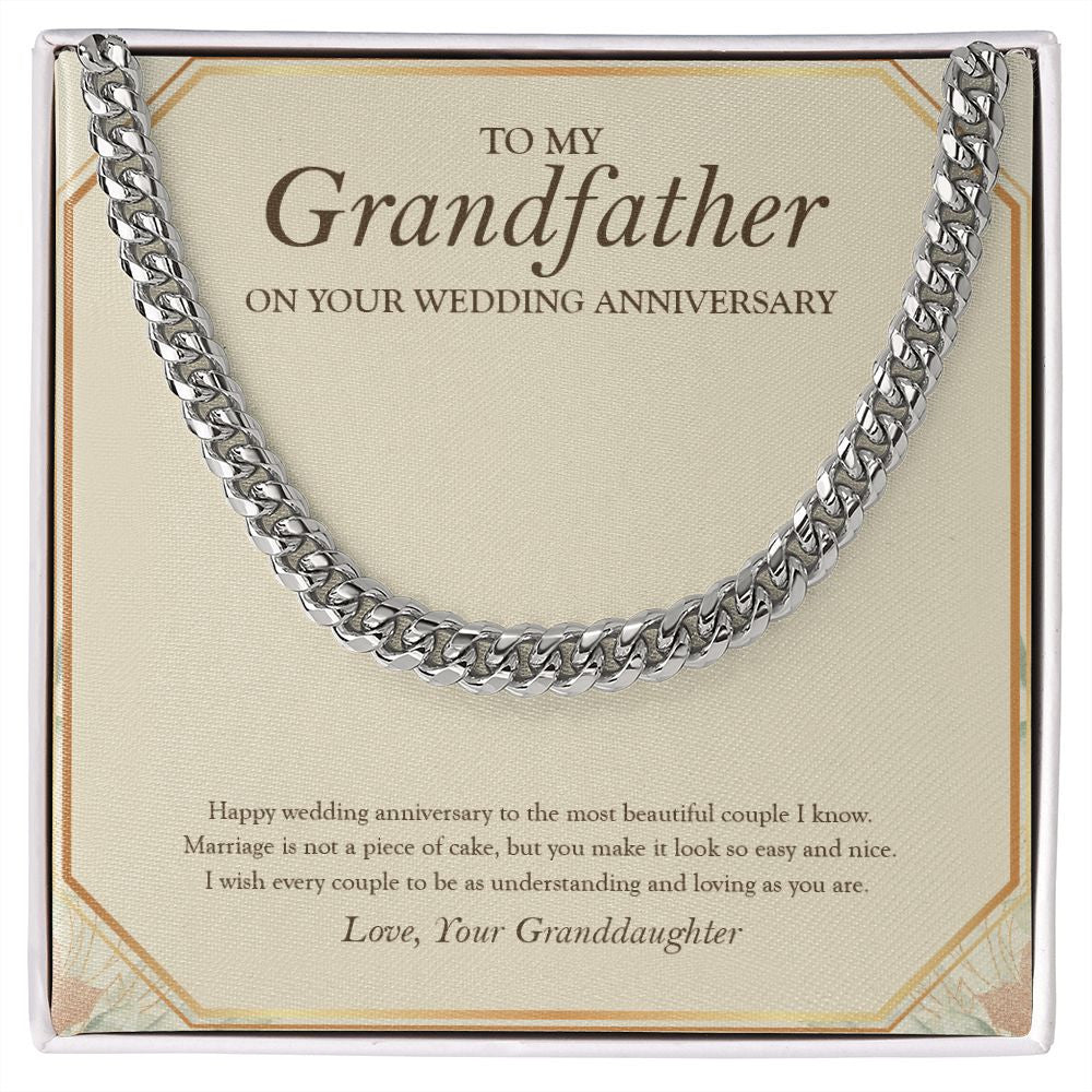 To The Most Beautiful Couple cuban link chain silver front