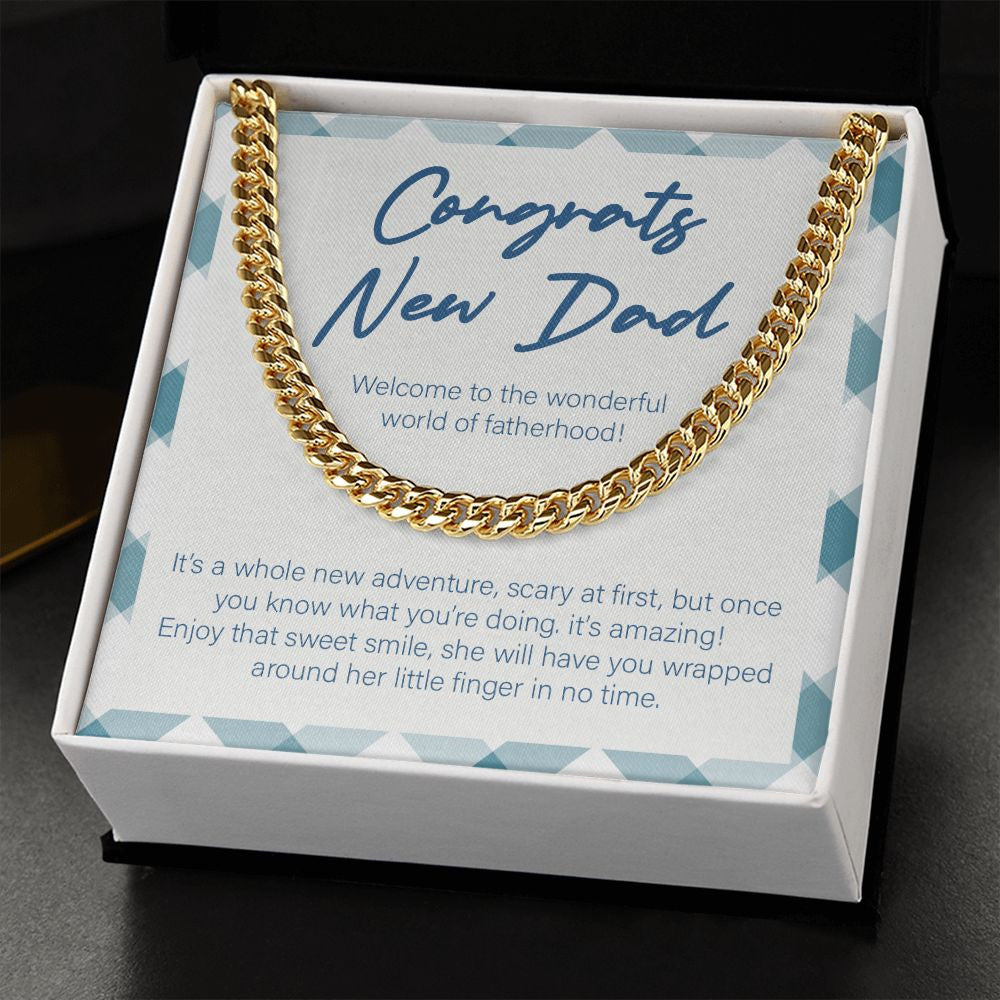 World of Fatherhood cuban link chain gold standard box