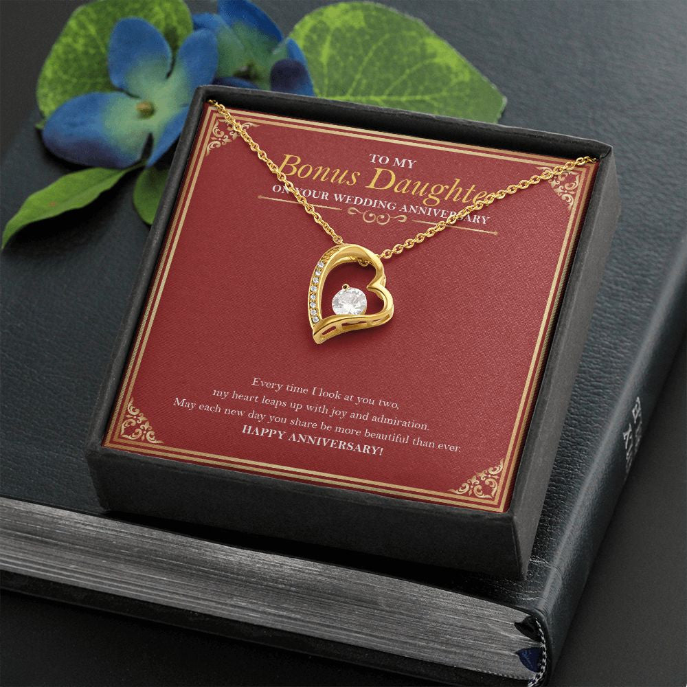 Heart Leaps Up forever love gold necklace front