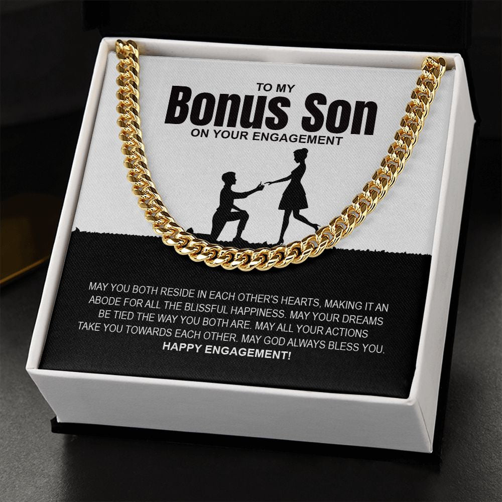 Blissful Happiness cuban link chain gold standard box