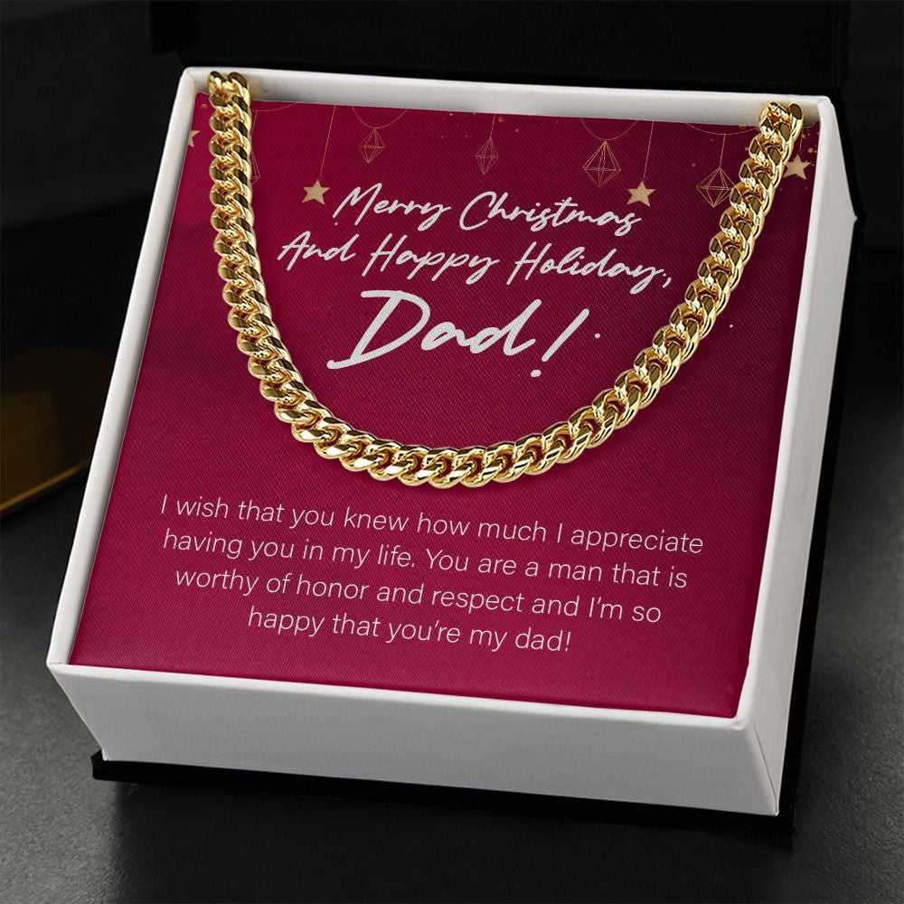Man Worthy Of Honor And Respect cuban link chain gold standard box