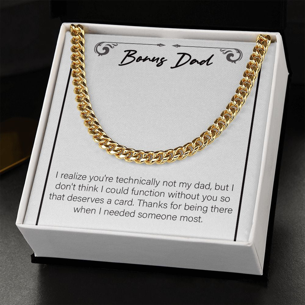 Couldn't Function Without You cuban link chain gold standard box