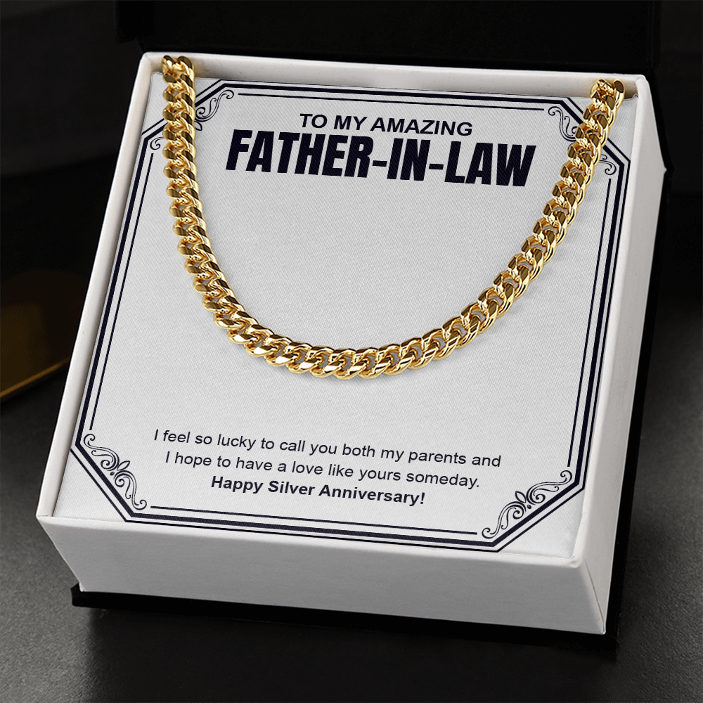 I Feel So Lucky cuban link chain gold standard box