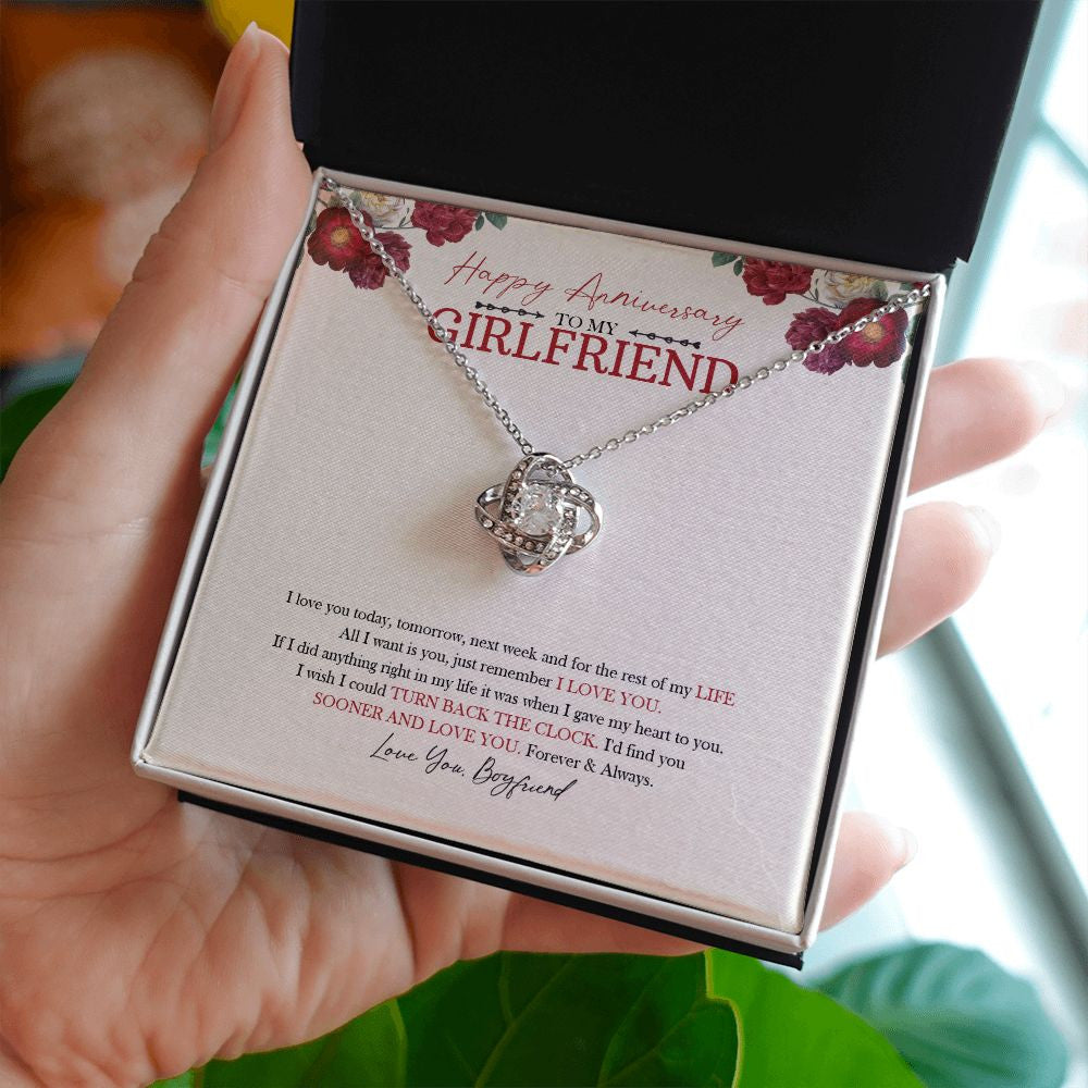 I'd Find You Sooner love knot necklace in hand