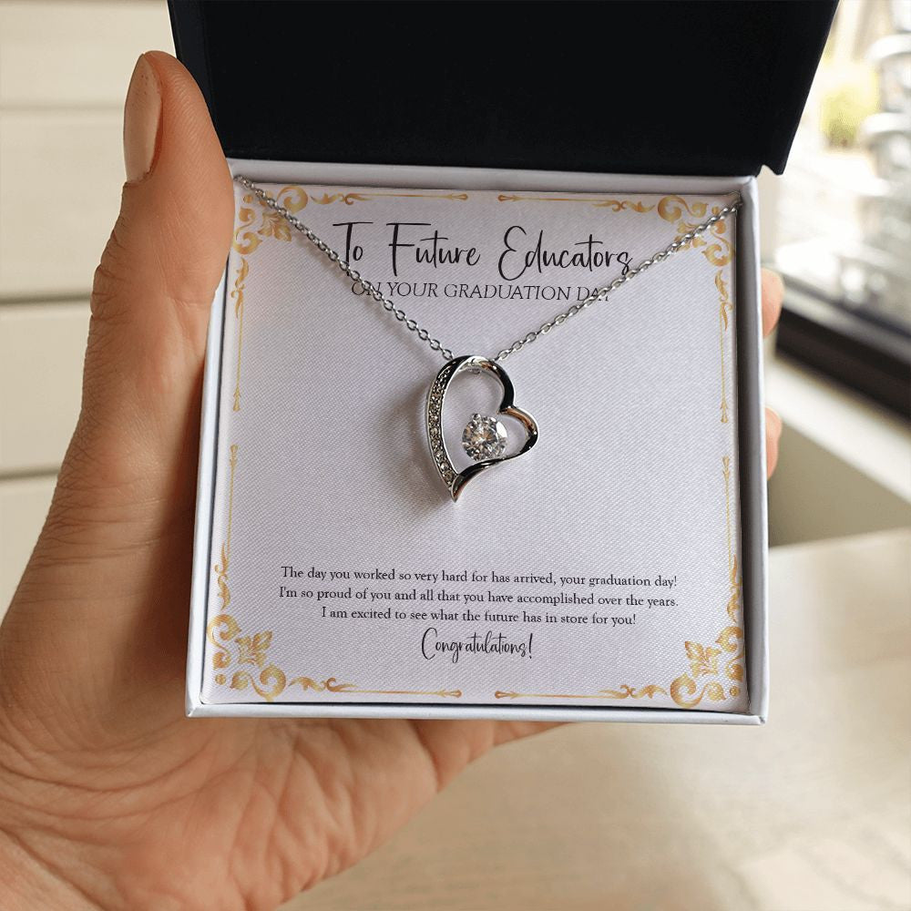 The Future Has In Store For You forever love silver necklace in hand