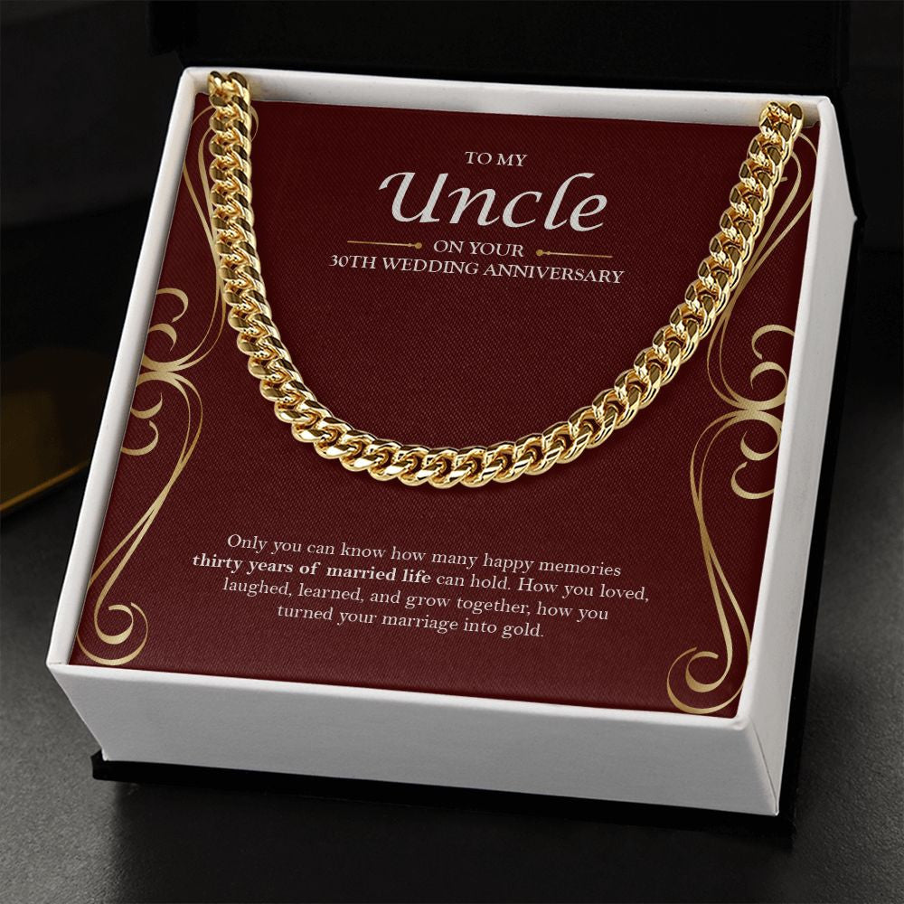 Many Happy Memories cuban link chain gold standard box