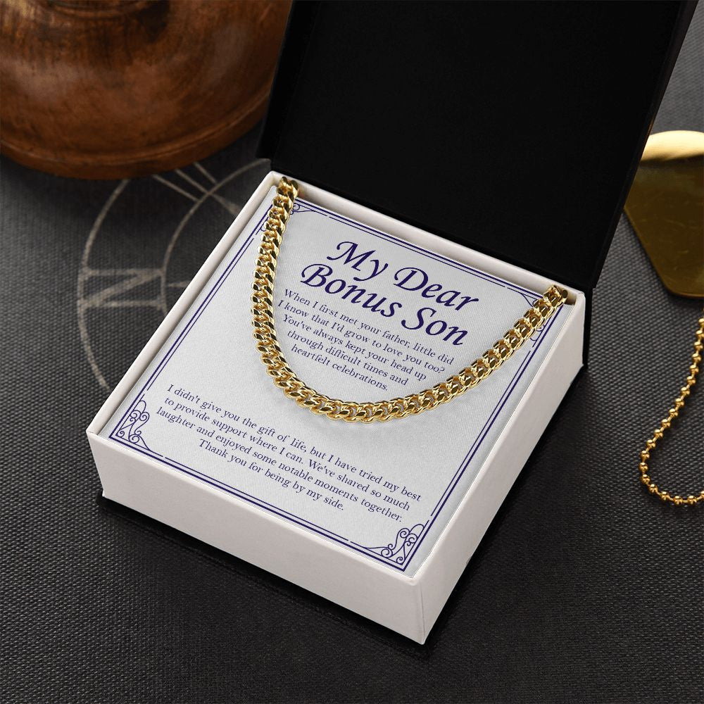 Heartfelt Celebrations cuban link chain gold box side view