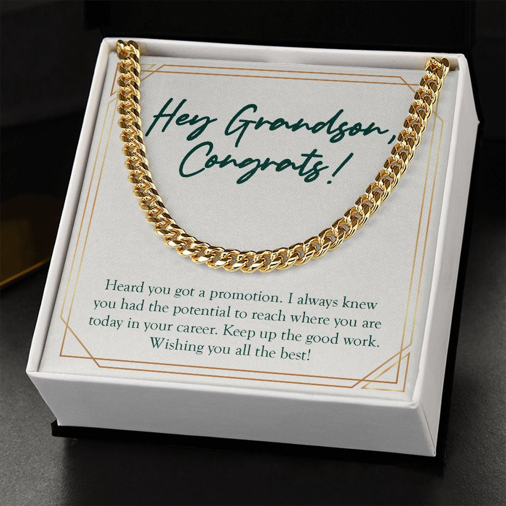 Keep Up The Good Work cuban link chain gold standard box