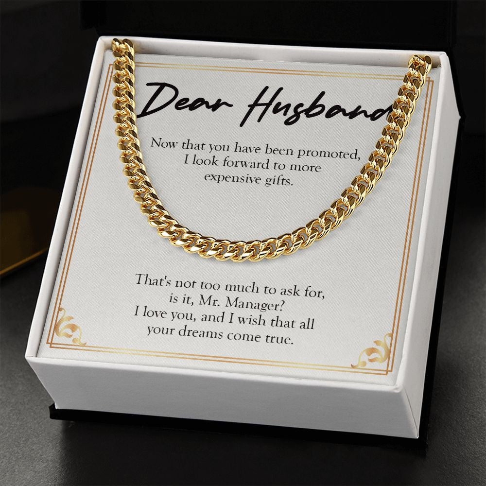 All Your Dreams Come True cuban link chain gold standard box