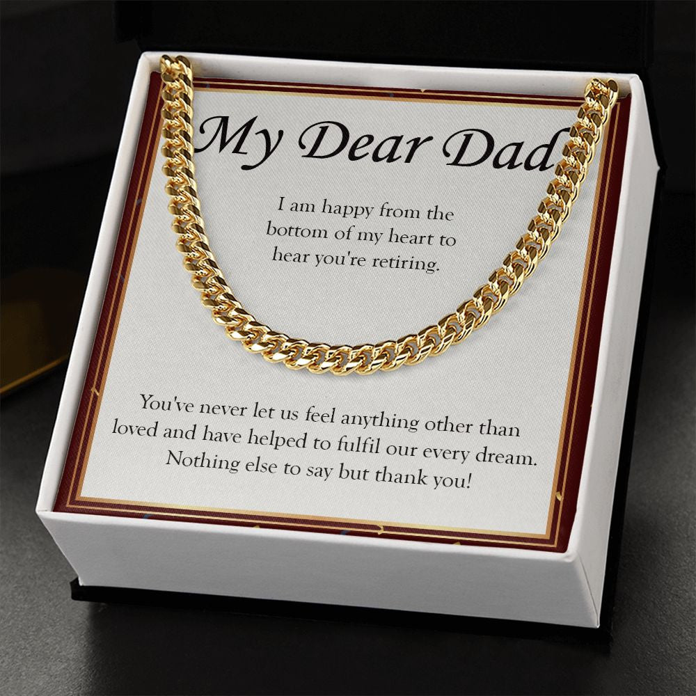 Helped Fulfill Our Dream cuban link chain gold standard box