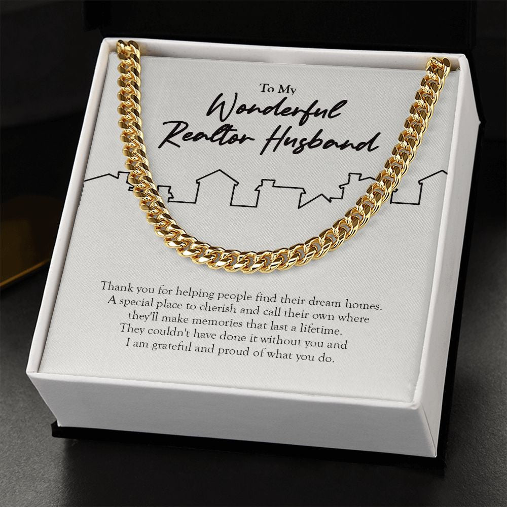 Find Their Dream Home cuban link chain gold standard box