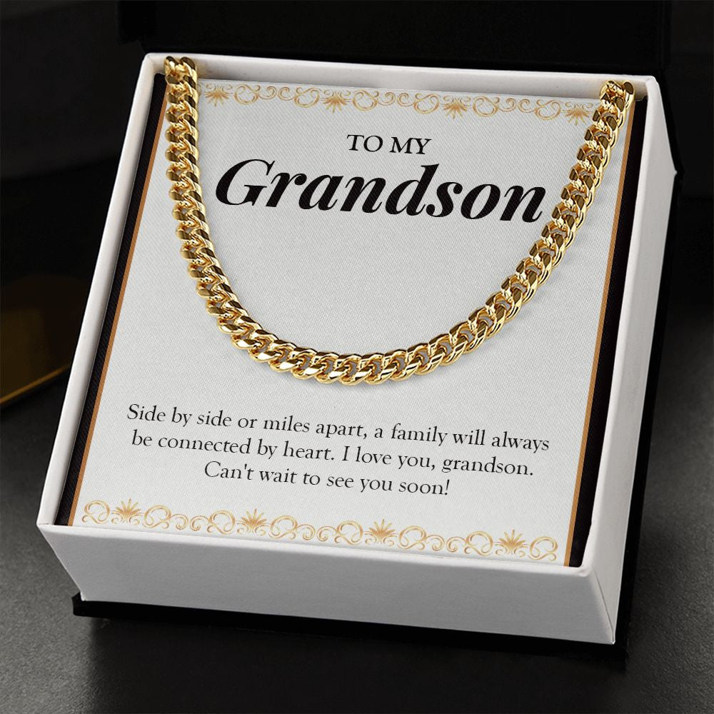 Always Connected By Heart cuban link chain gold standard box