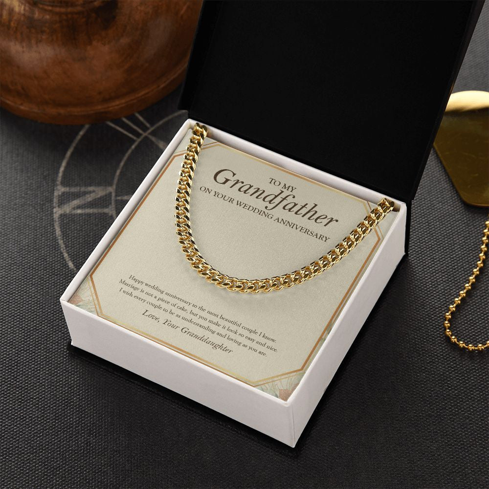 To The Most Beautiful Couple cuban link chain gold box side view