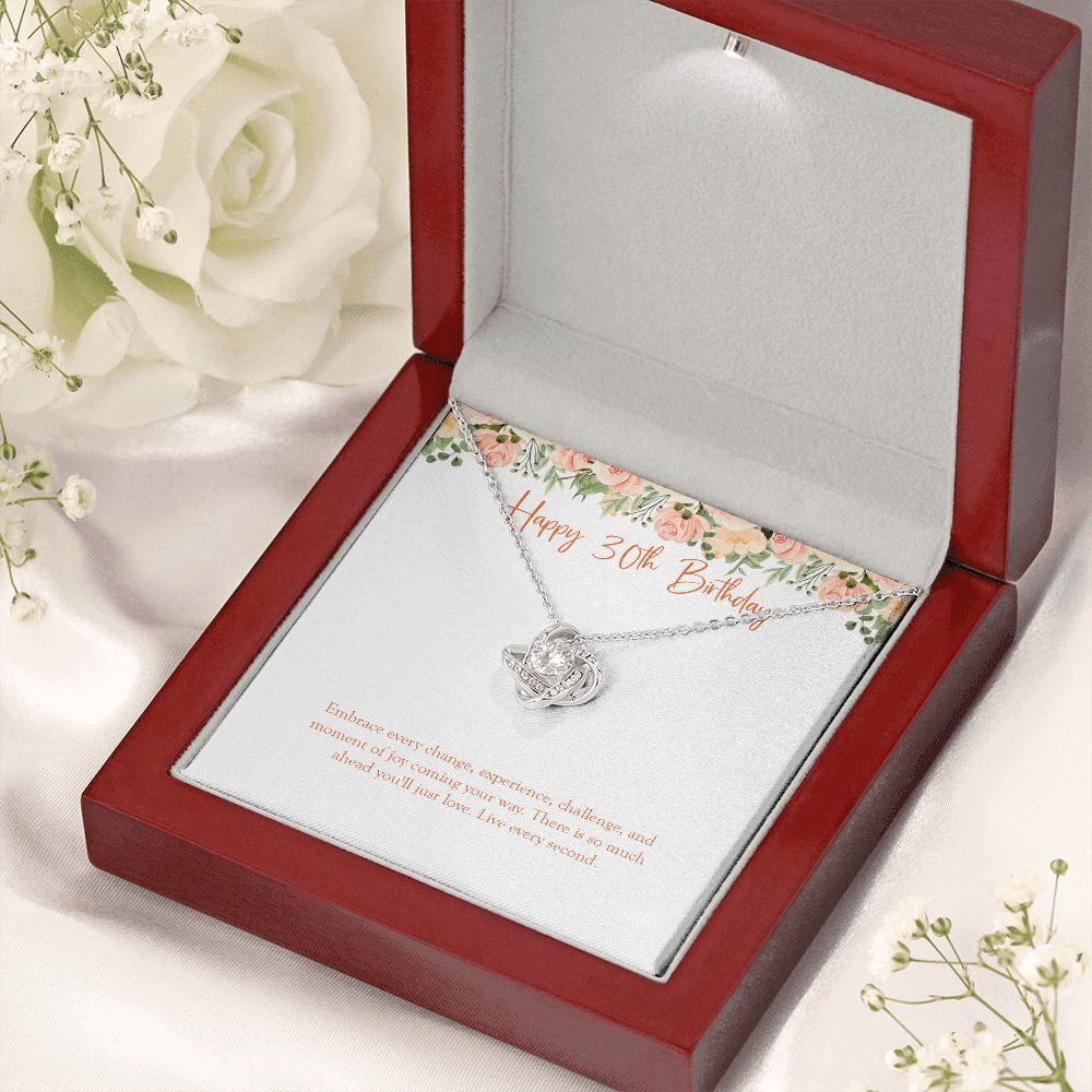 Live Every Second love knot necklace premium led mahogany wood box
