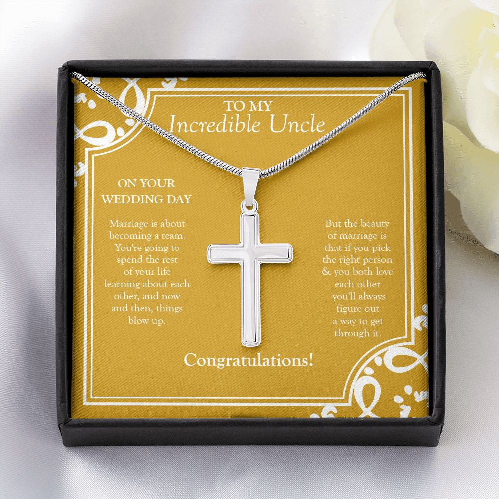 Becoming A Team stainless steel cross yellow flower