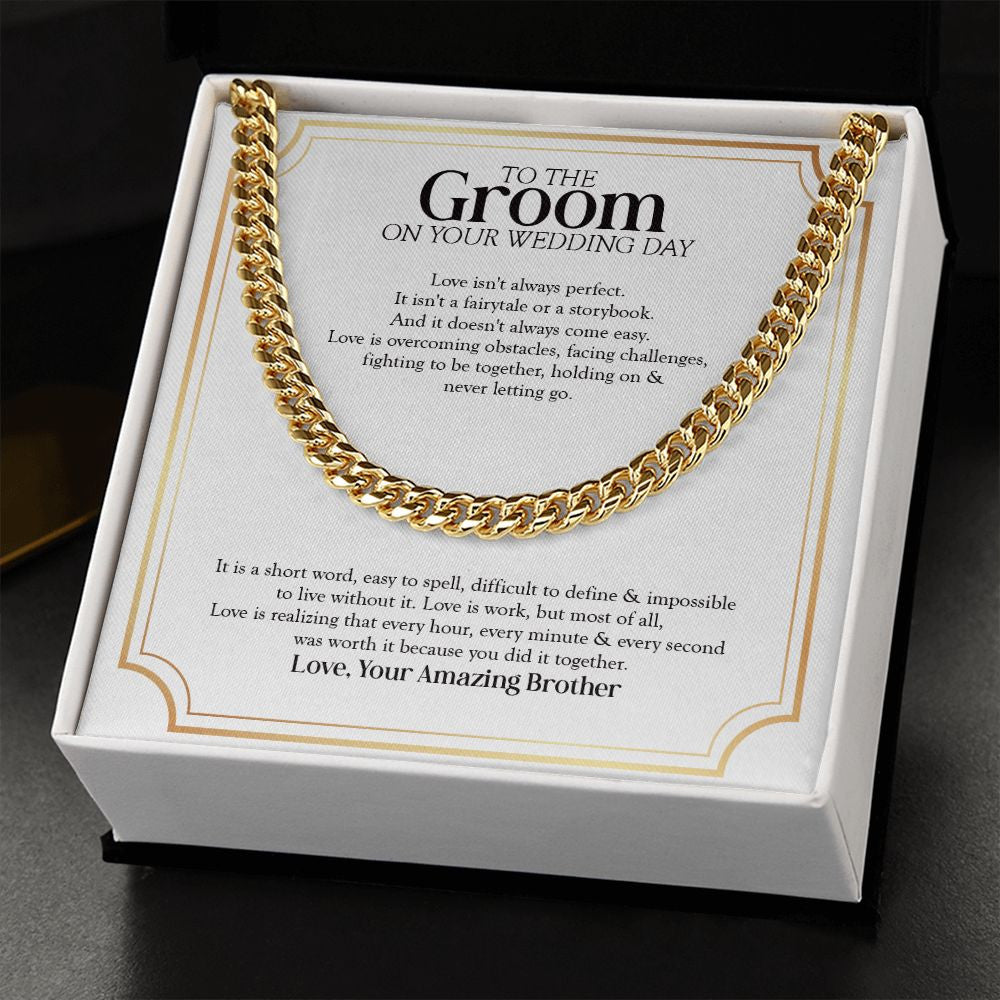 Love Is Not A Fairytale cuban link chain gold standard box