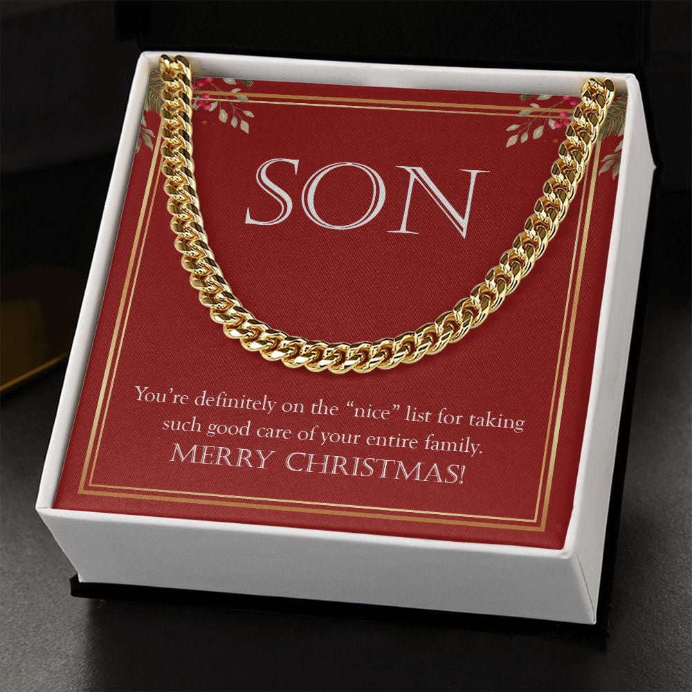 On The Nice List cuban link chain gold standard box