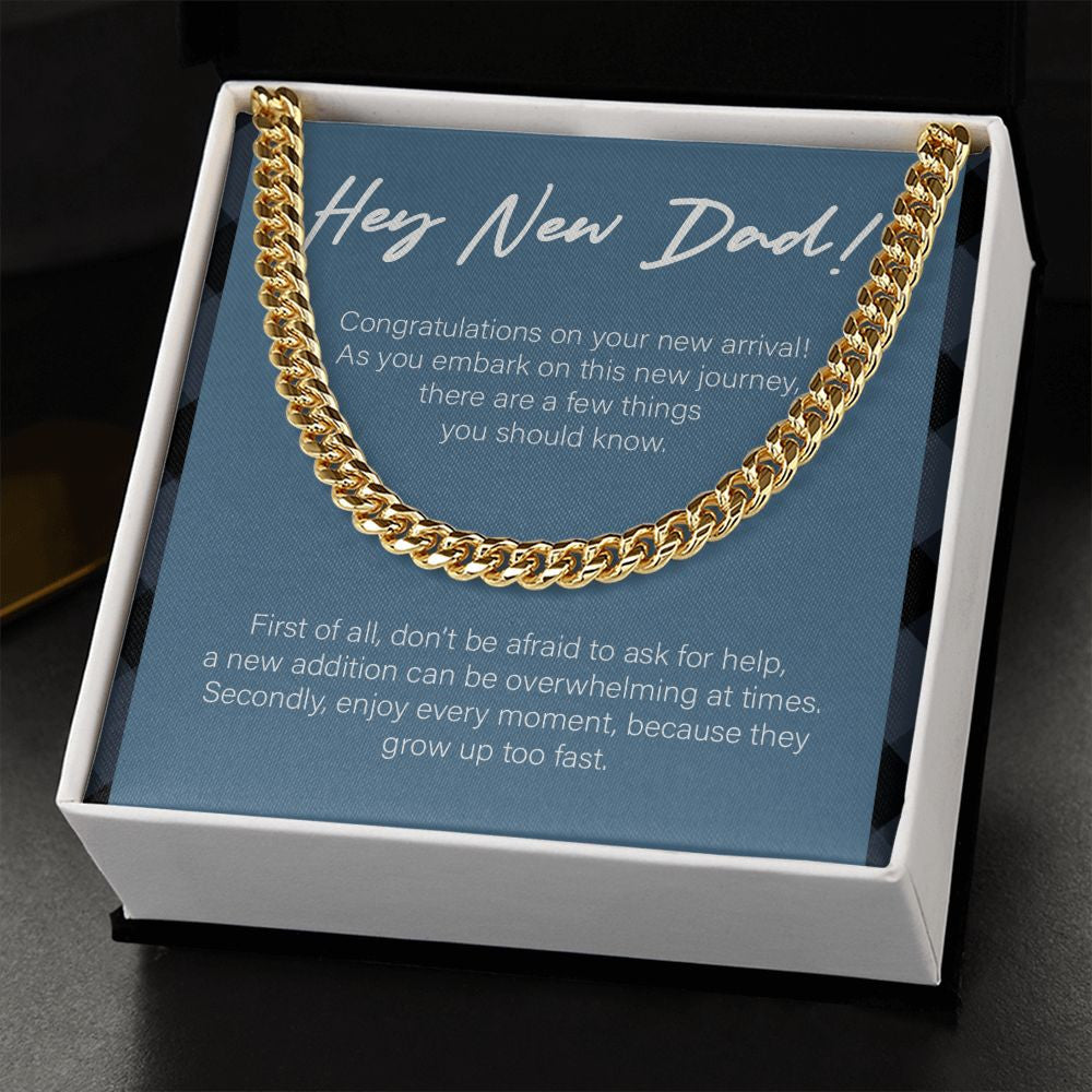 Embark On New Journey cuban link chain gold standard box