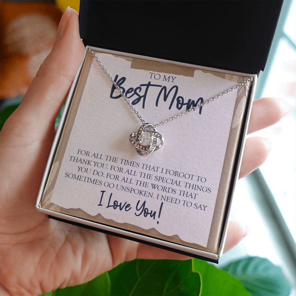 For all the times love knot necklace in hand