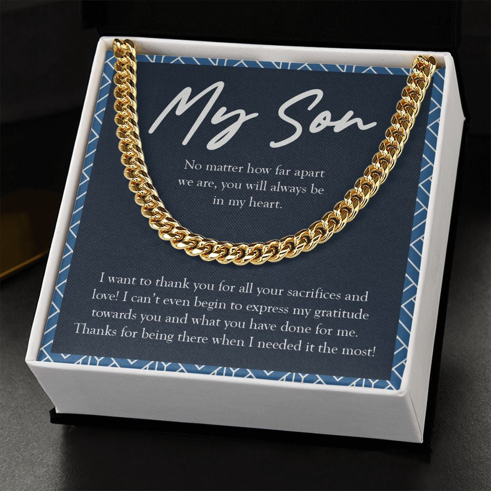All Your Sacrifices And Love cuban link chain gold standard box