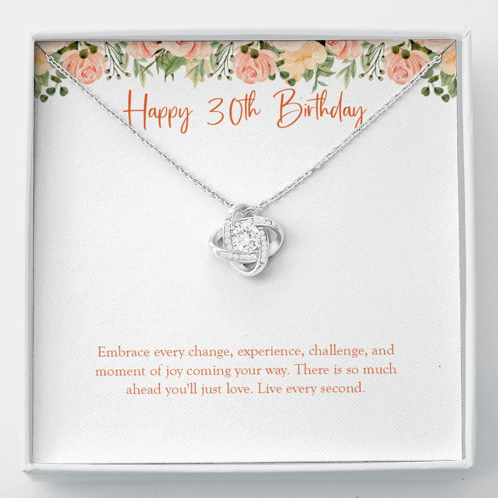 Live Every Second love knot necklace front