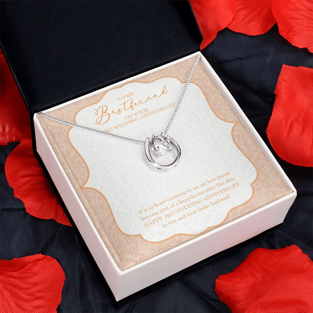 My Best Friend horseshoe pendant red flower