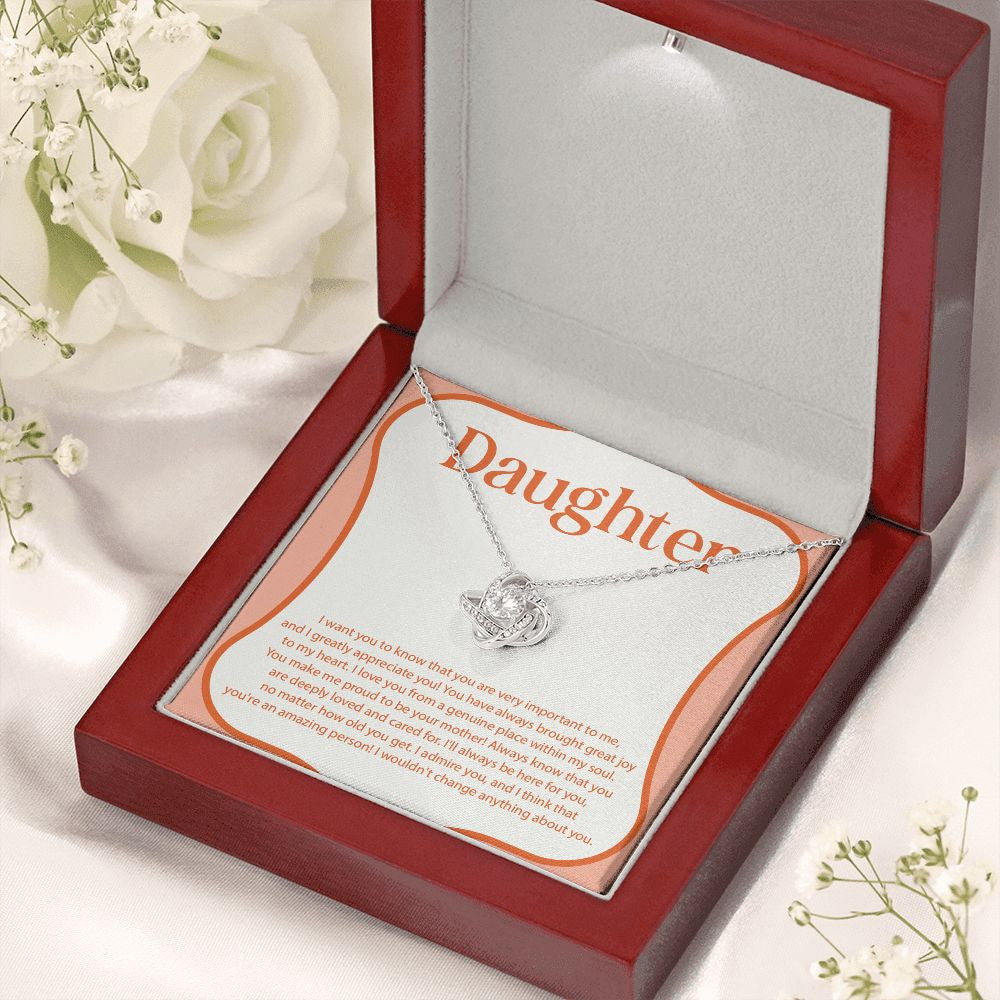 Always be Here love knot necklace premium led mahogany wood box