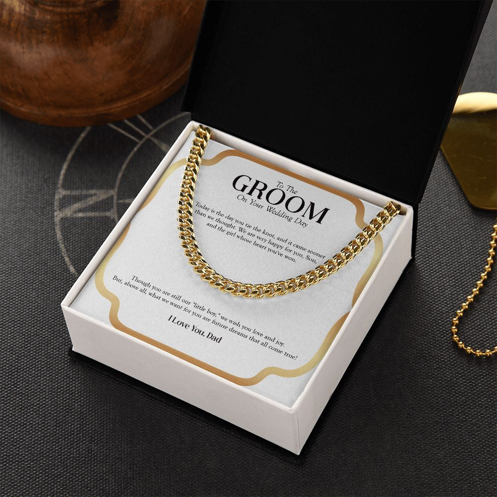 Future Dreams cuban link chain gold box side view
