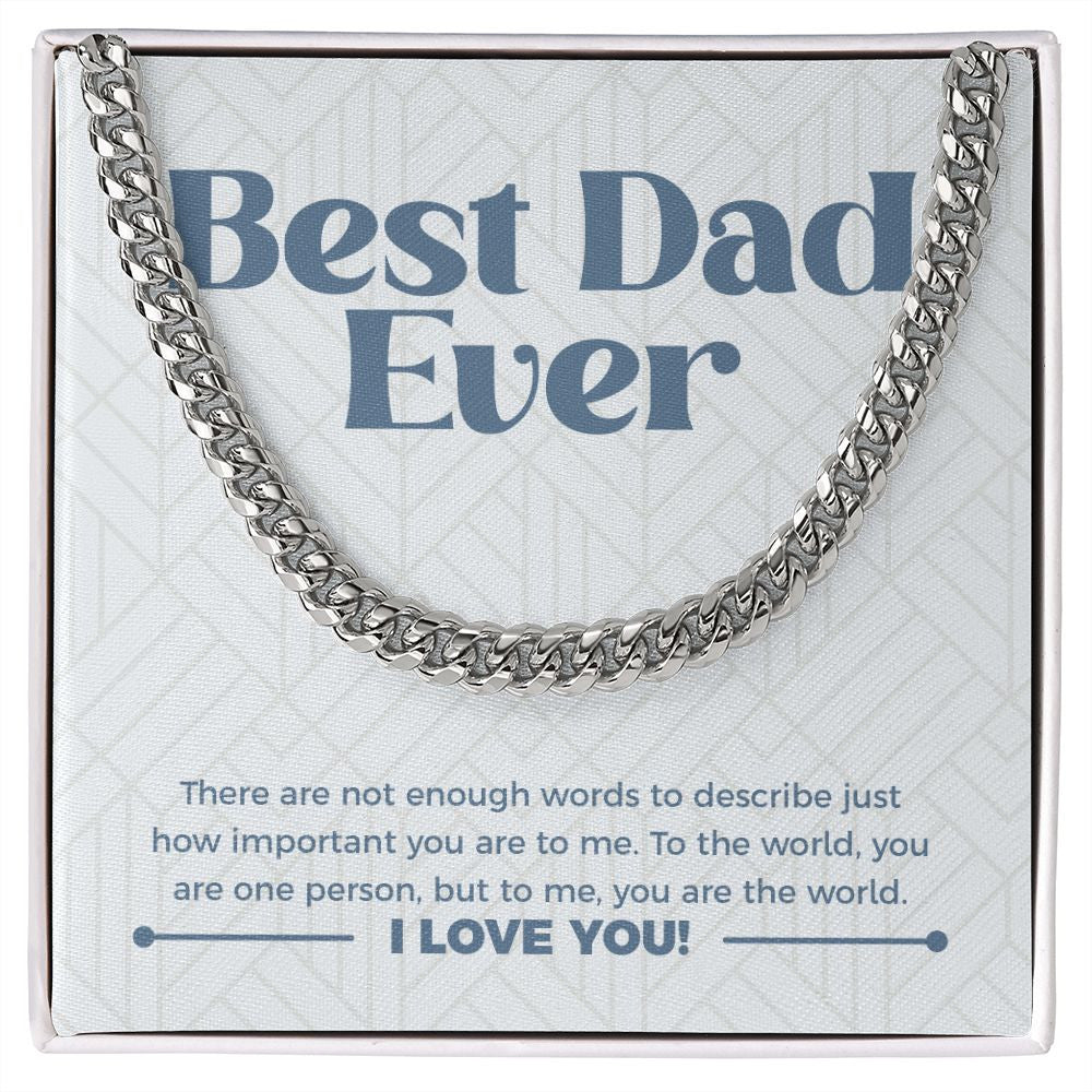 You are the World cuban link chain silver front