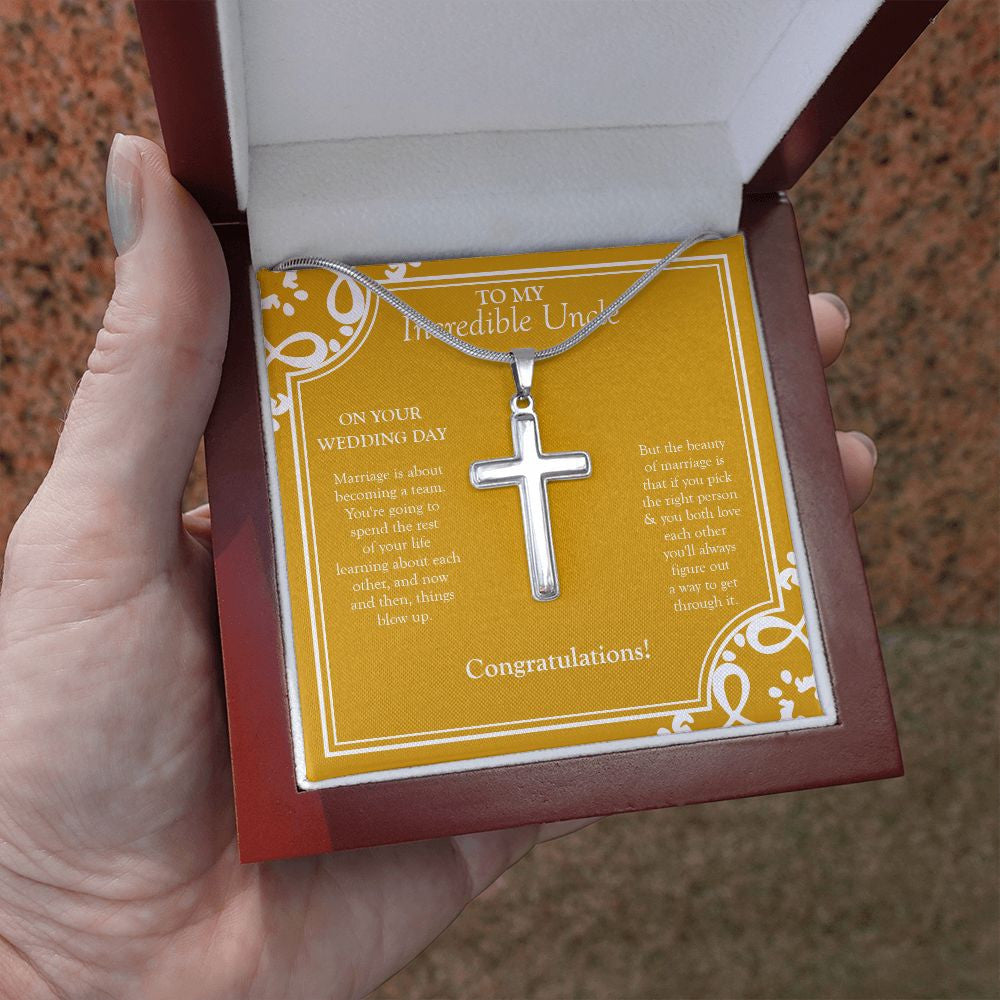 Becoming A Team stainless steel cross luxury led box hand holding