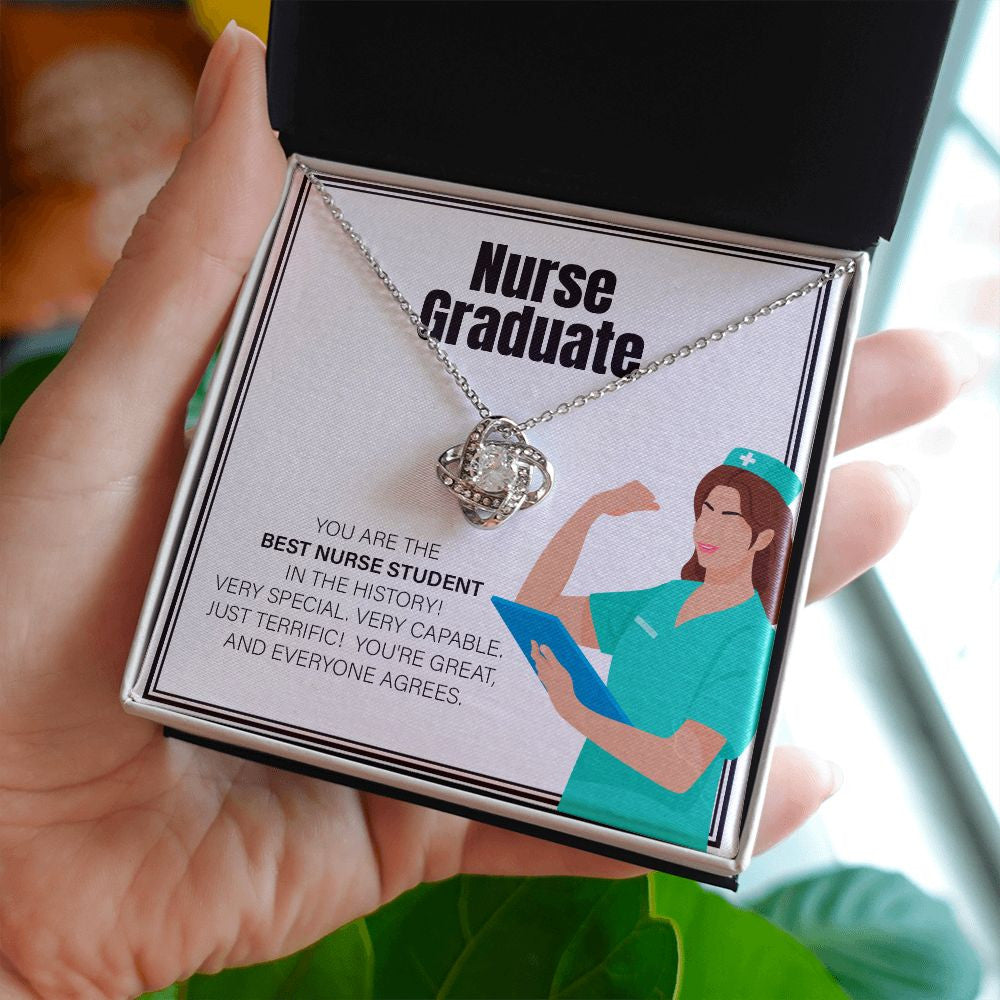 You Are Great love knot necklace in hand