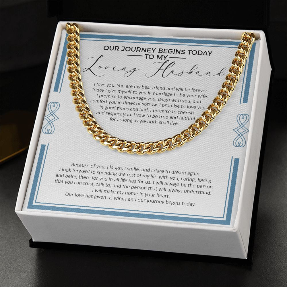 Our Love Has Given Us Wings cuban link chain gold standard box