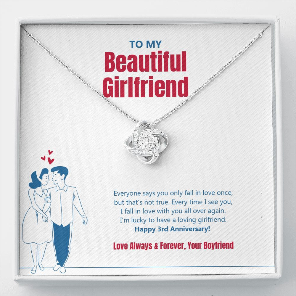 I Am Lucky To Have You love knot necklace front